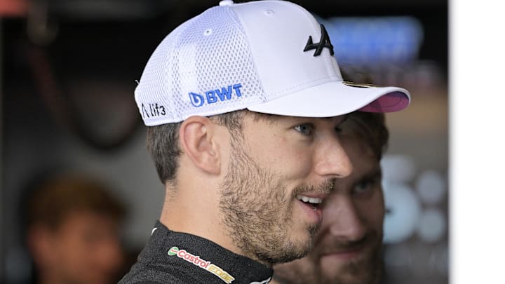 Jun 7, 2024; Montreal, Quebec, CAN; BWT Alpine driver Pierre Gasly (FRA) in the pit lane during the practice session at Circuit Gilles Villeneuve. Mandatory Credit: Eric Bolte-USA TODAY Sports