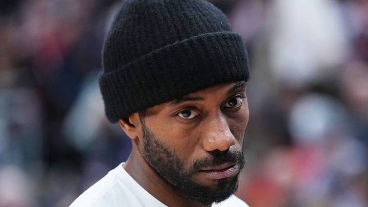 Jan 16, 2026; Toronto, Ontario, CAN; LA Clippers forward Kawhi Leonard (2) watches from the bench during a time out against the Toronto Raptors during the second quarter at Scotiabank Arena. Mandatory Credit: Nick Turchiaro-Imagn Images