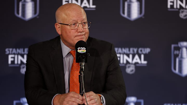 Jun 15, 2022; Denver, Colorado, USA; NHL deputy commissioner Bill Daly during a press conference before game one of the 2022 Stanley Cup Final at Ball Arena. Mandatory Credit: Isaiah J. Downing-Imagn Images Jun 15, 2022; Denver, Colorado, USA; NHL deputy commissioner Bill Daly during a press conference before game one of the 2022 Stanley Cup Final at Ball Arena. Mandatory Credit: Isaiah J. Downing-Imagn Images