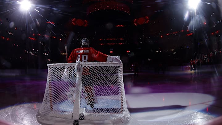 Logan Thompson, Washington Capitals Mandatory Credit: Geoff Burke-Imagn Images