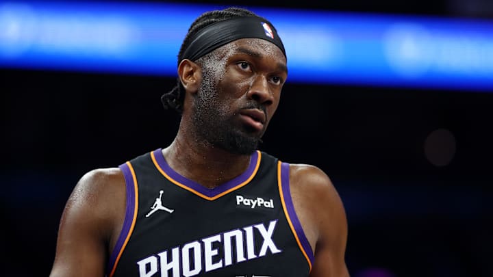 Dec 23, 2025; Phoenix, Arizona, USA; Phoenix Suns center Mark Williams (15) against the Los Angeles Lakers at Mortgage Matchup Center. Mandatory Credit: Mark J. Rebilas-Imagn Images
