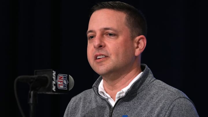  New England Patriots director of scouting Eliot Wolf during the NFL Scouting Combine at Indiana Convention Center.