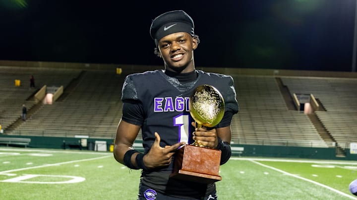 Antayvious Ellis, following a high school game with Crowley High School in Texas.