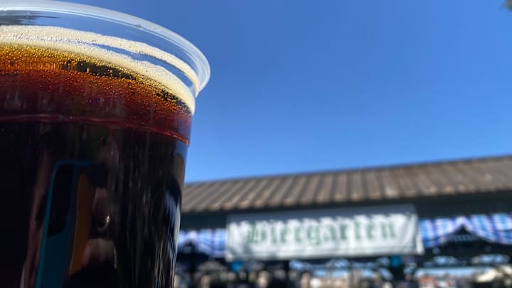 Universal Orlando Biergarten during Mardi Gras