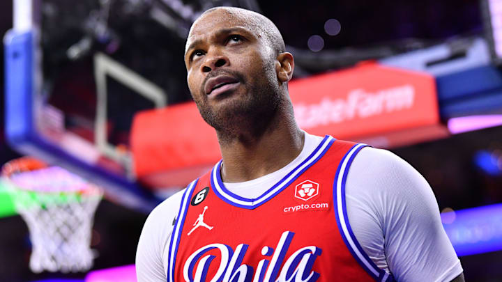 Nov 4, 2022; Philadelphia, Pennsylvania, USA; Philadelphia 76ers forward P.J. Tucker (17) looks on against the New York Knicks in the fourth quarter at Wells Fargo Center. Mandatory Credit: Kyle Ross-Imagn Images Nov 4, 2022; Philadelphia, Pennsylvania, USA; Philadelphia 76ers forward P.J. Tucker (17) looks on against the New York Knicks in the fourth quarter at Wells Fargo Center. Mandatory Credit: Kyle Ross-Imagn Images