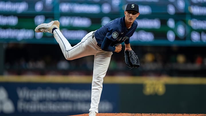 Seattle Mariners starter George Kirby throws during a game against the San Diego Padres on Sept. 15 at T-Mobile Park. Seattle Mariners starter George Kirby throws during a game against the San Diego Padres on Sept. 15 at T-Mobile Park.