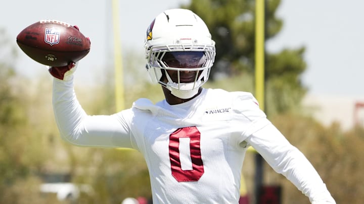 Arizona Cardinals cornerback Will Johnson (0) during organized team practice at the Arizona Cardinals training center in Tempe on June 3, 2025.