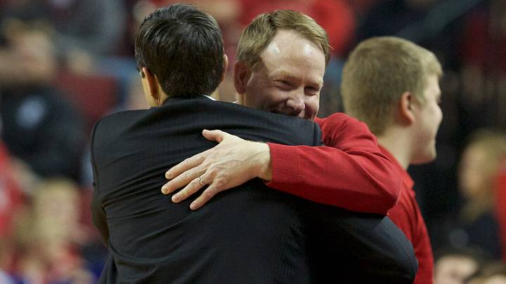 Mar 5, 2017; Lincoln, NE, USA; Nebraska Cornhuskers athletic director Shawn Eichorst hugs head coach Tim Miles prior to the game against the Michigan Wolverines in the first half at Pinnacle Bank Arena. Mandatory Credit: Bruce Thorson-USA TODAY Sports Mar 5, 2017; Lincoln, NE, USA; Nebraska Cornhuskers athletic director Shawn Eichorst hugs head coach Tim Miles prior to the game against the Michigan Wolverines in the first half at Pinnacle Bank Arena. Mandatory Credit: Bruce Thorson-USA TODAY Sports