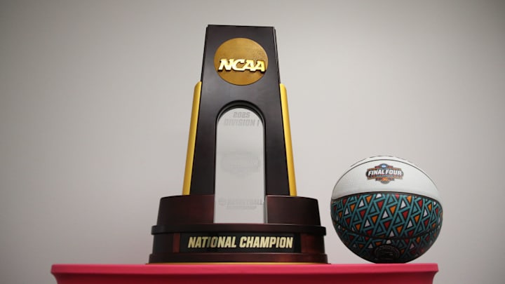 The 2025 NCAA Men's Basketball national championship trophy displayed at the Corpus Christi Caller-Times newsroom on Wednesday, March 5, 2025.