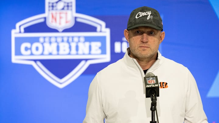 Feb 27, 2024; Indianapolis, IN, USA; Cincinnati Bengals director of player personnel Duke Tobin talks to the media at the 2024 NFL Combine at Indiana Convention Center. Mandatory Credit: Trevor Ruszkowski-Imagn Images Feb 27, 2024; Indianapolis, IN, USA; Cincinnati Bengals director of player personnel Duke Tobin talks to the media at the 2024 NFL Combine at Indiana Convention Center. Mandatory Credit: Trevor Ruszkowski-Imagn Images