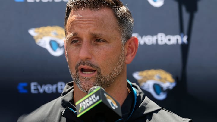 Jacksonville Jaguars defensive coordinator Anthony Campanile speaks to members of the media during the second mandatory minicamp at Miller Electric Center Wednesday, June 11, 2025 in Jacksonville, Fla. Jacksonville Jaguars defensive coordinator Anthony Campanile speaks to members of the media during the second mandatory minicamp at Miller Electric Center Wednesday, June 11, 2025 in Jacksonville, Fla.