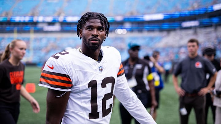 Cleveland Browns quarterback Shedeur Sanders against the Carolina Panthers in the preseason.
