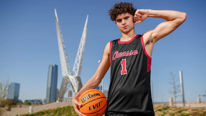 Owasso’s Jalen Montonati is pictured as part of The Oklahoman’s Super 5 at Scissortail Park in Oklahoma City on Monday, April 7, 2025.