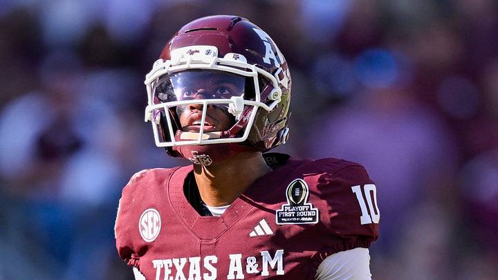 Dec 20, 2025; College Station, TX, USA; Texas A&M Aggies quarterback Marcel Reed (10) looks on during the game between the Aggies and the Hurricanes at Kyle Field. Mandatory Credit: Jerome Miron-Imagn Images Dec 20, 2025; College Station, TX, USA; Texas A&M Aggies quarterback Marcel Reed (10) looks on during the game between the Aggies and the Hurricanes at Kyle Field. Mandatory Credit: Jerome Miron-Imagn Images