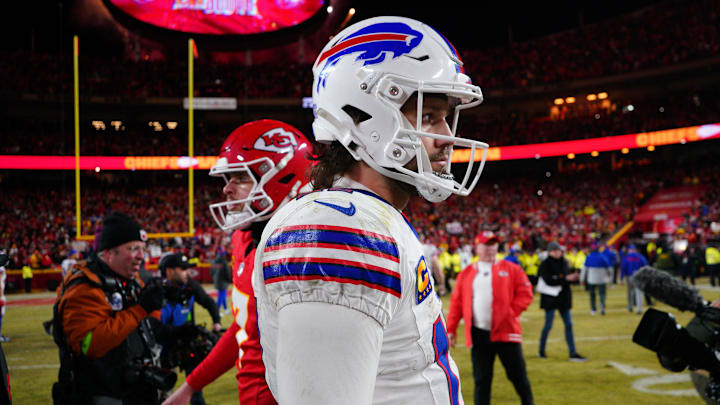 Jan 26, 2025; Kansas City, MO, USA; Buffalo Bills quarterback Josh Allen (17).