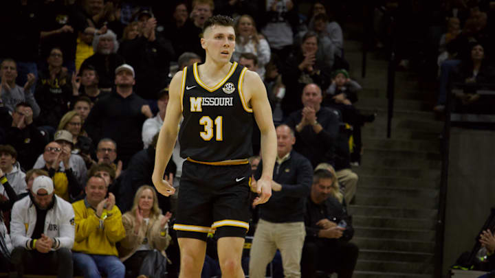 Jan. 18 2024; Columbia, Missouri, USA; Missouri Tigers guard Caleb Grill against the Arkansas Razorbacks at Mizzou Arena. / Amber Winkler/Missouri Tigers On SI