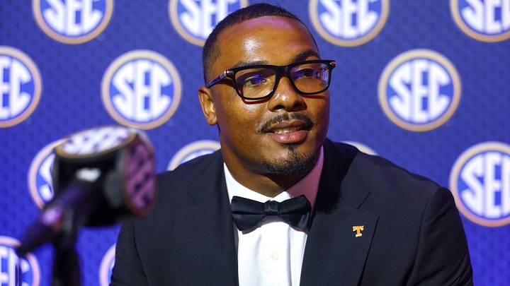 Jul 20, 2026; Tampa, FL, USA; Tennessee Volunteers linebacker Arion Carter (7) speaks to the press during SEC Football Kickoff Media Day at the Tampa Marriott. Mandatory Credit: Nathan Ray Seebeck-Imagn Images Jul 20, 2026; Tampa, FL, USA; Tennessee Volunteers linebacker Arion Carter (7) speaks to the press during SEC Football Kickoff Media Day at the Tampa Marriott. Mandatory Credit: Nathan Ray Seebeck-Imagn Images