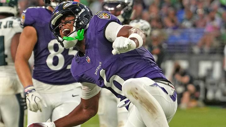 Aug 15, 2026; Baltimore, Maryland, USA; Baltimore Ravens wide receiver Ja’Kobi Lane (6) reacts following his touchdown catch during the second quarter against the Philadelphia Eagles at M&T Bank Stadium. Mandatory Credit: Mitch Stringer-Imagn Images Aug 15, 2026; Baltimore, Maryland, USA; Baltimore Ravens wide receiver Ja’Kobi Lane (6) reacts following his touchdown catch during the second quarter against the Philadelphia Eagles at M&T Bank Stadium. Mandatory Credit: Mitch Stringer-Imagn Images