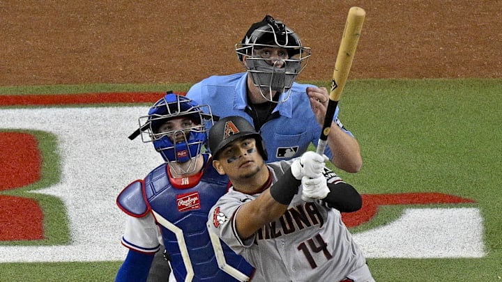 Arizona Diamondbacks catcher Gabriel Moreno hits a homer
