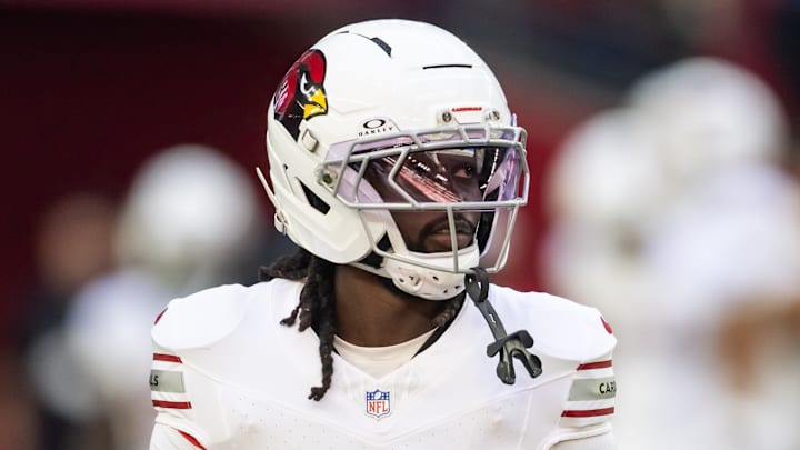 Dec 21, 2025; Glendale, Arizona, USA;  Arizona Cardinals cornerback Denzel Burke (29) against the Atlanta Falcons at State Farm Stadium. Mandatory Credit: Mark J. Rebilas-Imagn Images