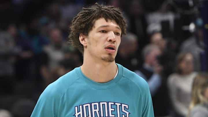 Mar 3, 2026; Charlotte, North Carolina, USA;  Charlotte Hornets forward Tidjane Salaun (31) warms up before a game against the Dallas Mavericks the Spectrum Center. Mandatory Credit: Sam Sharpe-Imagn Images