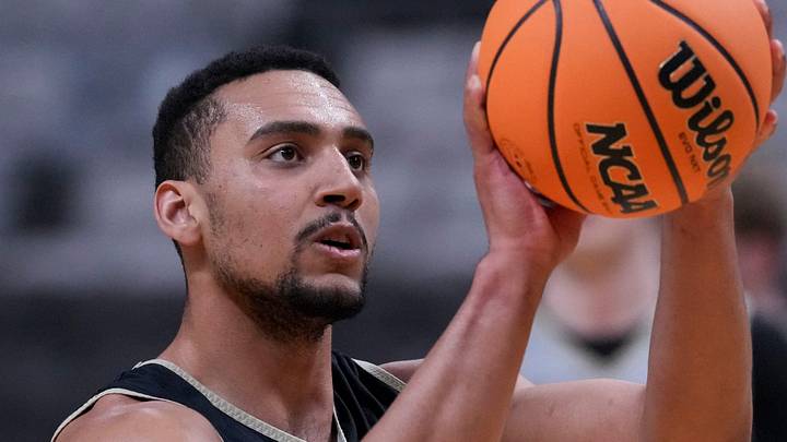 Purdue Boilermakers forward Trey Kaufman-Renn (4) shoots the ball during practice ahead of a NCAA Tournament Sweet 16 game against the Texas Longhorns on Wednesday, March 25, 2026 at SAP Center in San Jose, Calif. Purdue Boilermakers forward Trey Kaufman-Renn (4) shoots the ball during practice ahead of a NCAA Tournament Sweet 16 game against the Texas Longhorns on Wednesday, March 25, 2026 at SAP Center in San Jose, Calif.