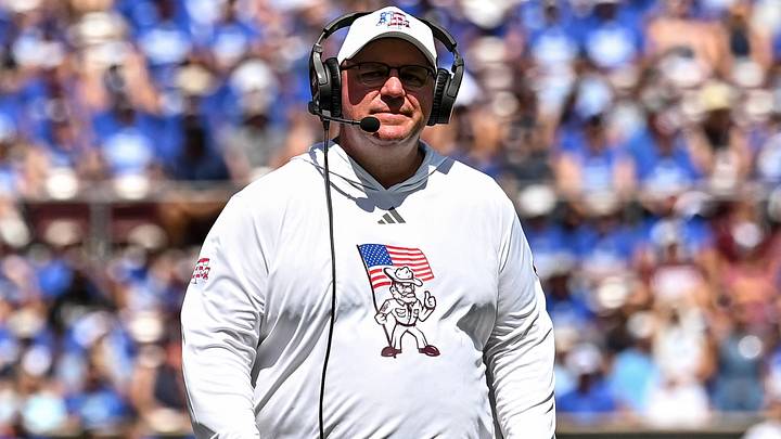 Texas A&M Aggies head coach Mike Elko walks onto the field against Arizona State Sun Devils at Kyle Field. Texas A&M Aggies head coach Mike Elko walks onto the field against Arizona State Sun Devils at Kyle Field.