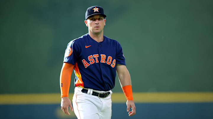 Jun 14, 2023; Houston, Texas, USA; Houston Astros third baseman Alex Bregman (2) warms up prior to the game against the Washington Nationals at Minute Maid Park. Jun 14, 2023; Houston, Texas, USA; Houston Astros third baseman Alex Bregman (2) warms up prior to the game against the Washington Nationals at Minute Maid Park.