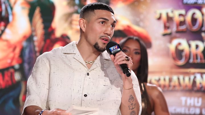 Teofimo Lopez, WBO and Ring Magazine junior welterweight champion, speaks on February 2, 2024.
