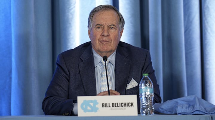 Bill Belichick speaks during his introductory press conference in Nov. 2024.