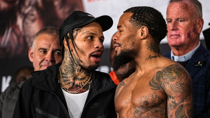 Gervonta "Tank" Davis and Lamont Roach during their February 28, 2025 weigh in. Gervonta "Tank" Davis and Lamont Roach during their February 28, 2025 weigh in.