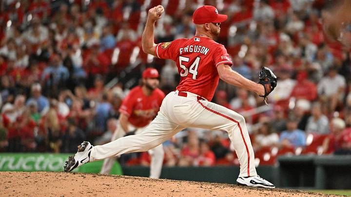 Aug 28, 2026; St. Louis, Missouri, USA; St. Louis Cardinals pitcher Caleb Ferguson (54) delivers against the Pittsburgh Pirates during the eighth innin at Busch Stadium. Mandatory Credit: Jeff Le-Imagn Images Aug 28, 2026; St. Louis, Missouri, USA; St. Louis Cardinals pitcher Caleb Ferguson (54) delivers against the Pittsburgh Pirates during the eighth innin at Busch Stadium. Mandatory Credit: Jeff Le-Imagn Images