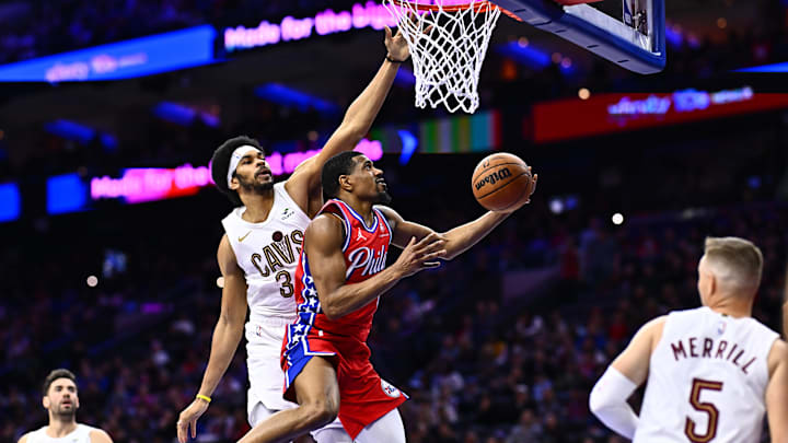 Feb 23, 2024; Philadelphia, Pennsylvania, USA; Philadelphia 76ers guard De'Anthony Melton (8) shoots