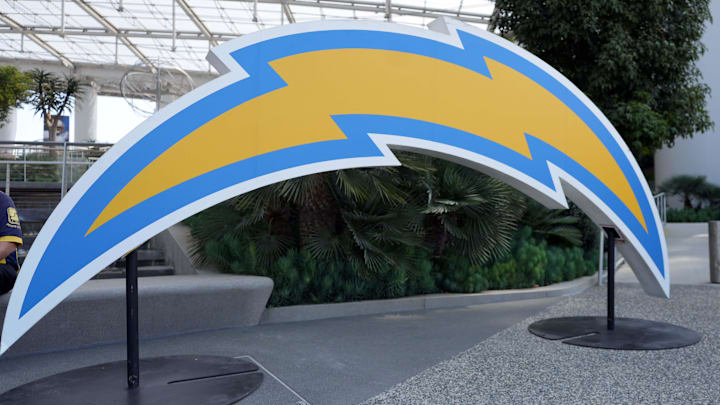 The Los Angeles Chargers logo at SoFi Stadium.