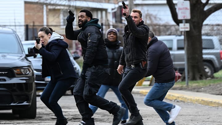 CHICAGO P.D. -- "Inventory" Episode 11012 -- Pictured: (l-r) Marina Squerciati as Kim Burgess, LaRoyce Hawkins as Kevin Atwater, Patrick John Flueger as Adam Ruzek -- (Photo by: Lori Allen/NBC)