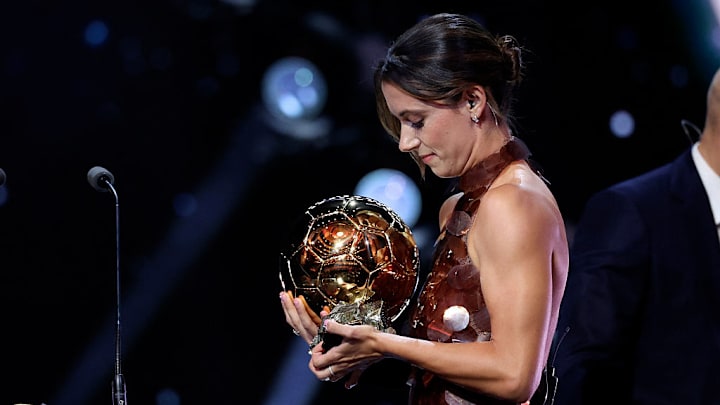 Aitana Bonmatí, a three-time Ballon d'Or Féminin. Historic.