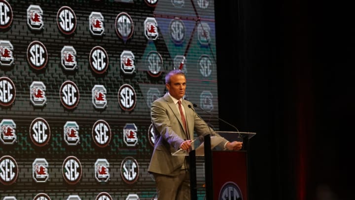 Shane Beamer addressed the media on behalf of the South Carolina Gamecocks at 2024 SEC Media Days 