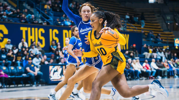 Cal guard Lulu Twidale drives to the basket