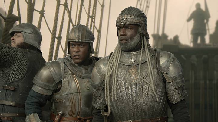 Abubakar Salim (Alyn of Hull) and Steve Toussaint (Corlys Velaryon) in House of the Dragon season 3. Abubakar Salim (Alyn of Hull) and Steve Toussaint (Corlys Velaryon) in House of the Dragon season 3.