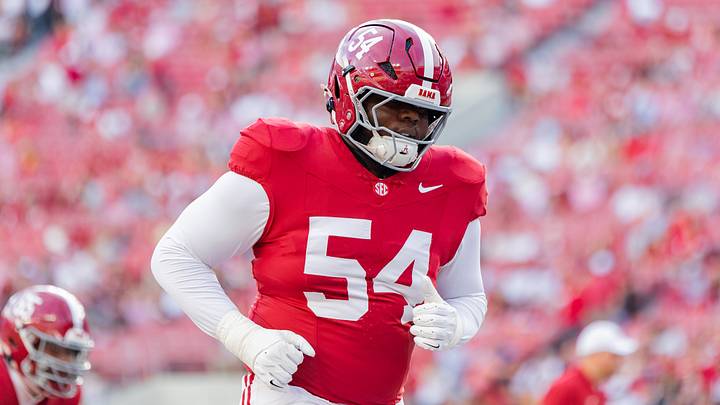 Alabama offensive lineman Jayvin James warms up for the game against South Carolina on Sept 26, 2026. Alabama offensive lineman Jayvin James warms up for the game against South Carolina on Sept 26, 2026.