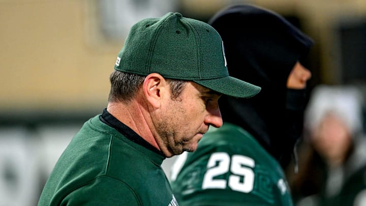 Michigan State's head coach Jonathan Smith leaves the field after the Spartans' loss to Michigan on Saturday, Oct. 25, 2025, at Spartan Stadium in East Lansing.