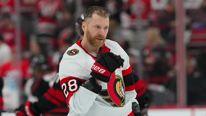 Apr 20, 2026; Raleigh, North Carolina, USA; Ottawa Senators right wing Claude Giroux (28) looks on during the warmups before the game against the Carolina Hurricanes in game two of the first round of the 2026 Stanley Cup Playoffs at Lenovo Center. Mandatory Credit: James Guillory-Imagn Images Apr 20, 2026; Raleigh, North Carolina, USA; Ottawa Senators right wing Claude Giroux (28) looks on during the warmups before the game against the Carolina Hurricanes in game two of the first round of the 2026 Stanley Cup Playoffs at Lenovo Center. Mandatory Credit: James Guillory-Imagn Images
