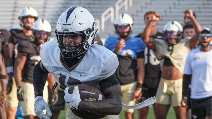UCF Spring football practice at FBC Mortgage Stadium in Orlando, Friday, April 11, 2025.