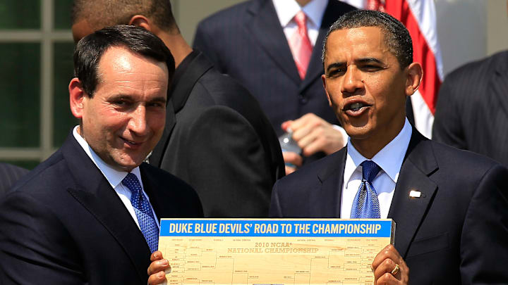 Obama Hosts The NCAA Men's Basketball Champions Duke At White House