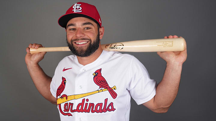 St. Louis Cardinals catcher Nick Raposo poses for a portrait at Spring Training on Feb. 23, 2023.