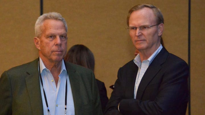 New York Giants co-owners Steve Tisch (left) and John Mara have some critical decisions to make regarding the franchise's direction. New York Giants co-owners Steve Tisch (left) and John Mara have some critical decisions to make regarding the franchise's direction.