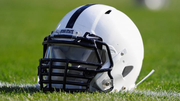 A general view of a Penn State Nittany Lions football helmet. 