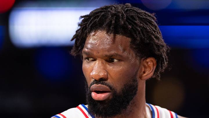Philadelphia 76ers center Joel Embiid (21) looks on against the Milwaukee Bucks during the fourth quarter at Xfinity Mobile Arena on Oct. 24, 2026.