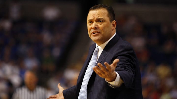 Kentucky Wildcats head coach Billy Gillispie  against the Mississippi Rebels  during the second half of the first round of the SEC tournament at St. Pete Times Forum.