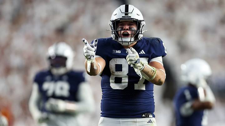 Penn State Nittany Lions tight end Andrew Rappleyea (87) reacts during the third quarter against the USC Trojans at Beaver Stadium. Penn State Nittany Lions tight end Andrew Rappleyea (87) reacts during the third quarter against the USC Trojans at Beaver Stadium.